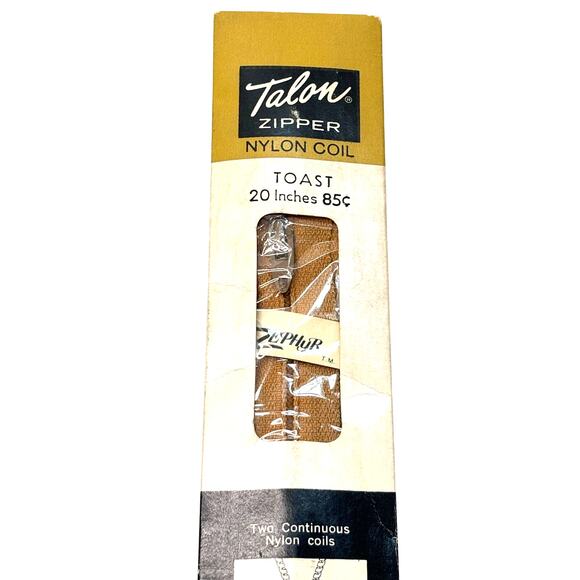Vintage Talon Zipper Nylon Coil 20 inch Toast Brown Zephyr Deadstock - Picture 1 of 4